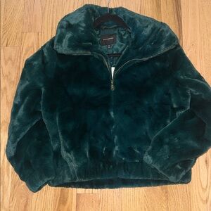 NWT Banana Republic Factory Sapphire Green Faux Fur Short Women's Jacket coat